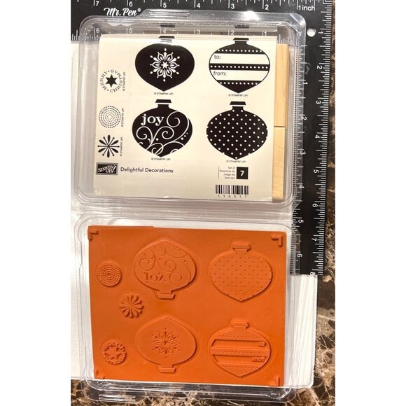 Stampin Up! Delightful Decorations Wood Mounted Rubber Stamp Set Holiday 116517 - Picture 2 of 2